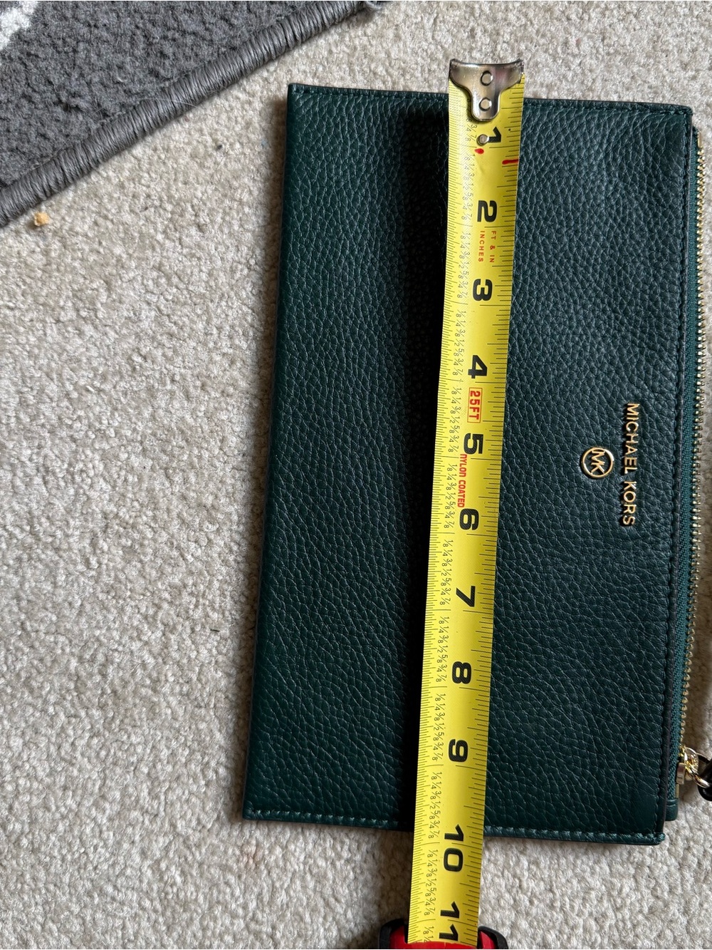 Michael Kors Dark Green Pebbled Leather Wristlet Clutch with Gold Hardware - Picture 4 of 5